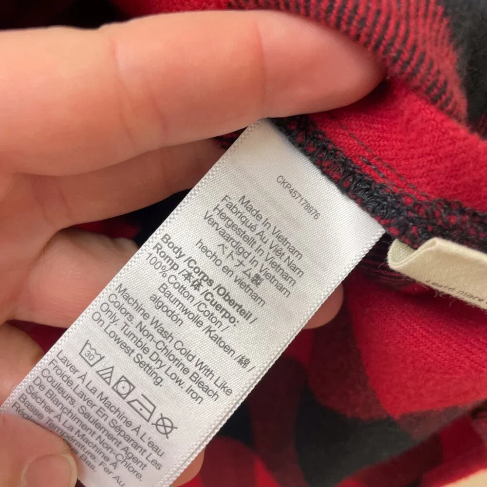 Madewell Oversized Ex-Boyfriend Buffalo Plaid Red Black Flannel Shirt - Picture 8 of 8